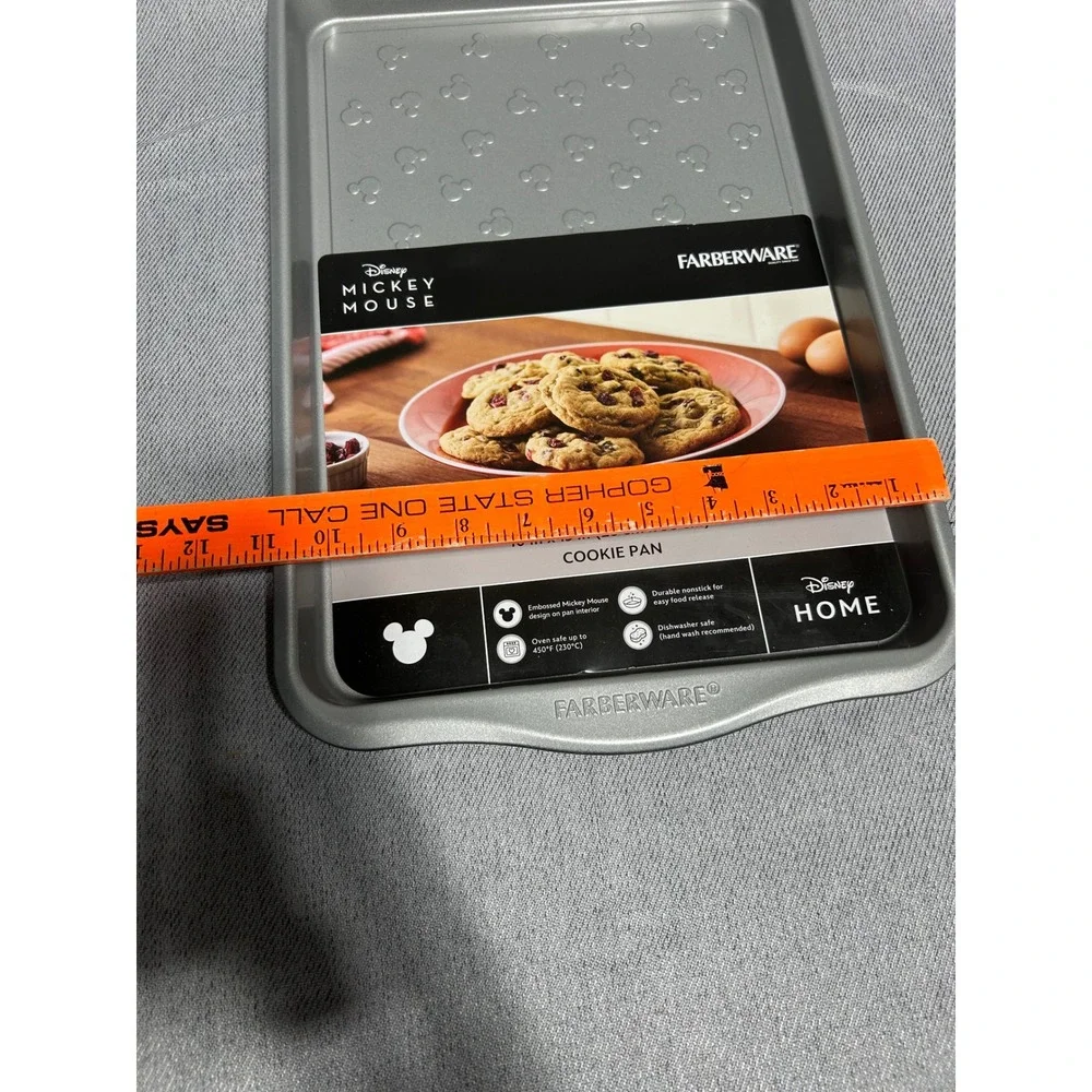 Farberware Mickey Mouse‎ Cookie Pan 10x15 Silver Disney Home Nonstick Embossed